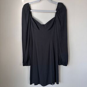 Aritiza Wilfred Mini Dress Size 2 Black Sweetheart Empire Puff Sleeve Goth Sexy‎